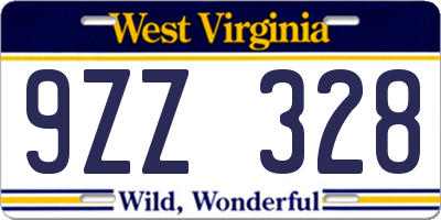 WV license plate 9ZZ328