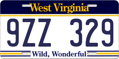 WV license plate 9ZZ329