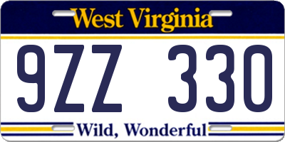 WV license plate 9ZZ330
