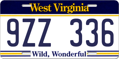 WV license plate 9ZZ336