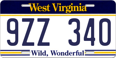 WV license plate 9ZZ340