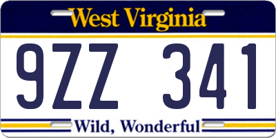 WV license plate 9ZZ341