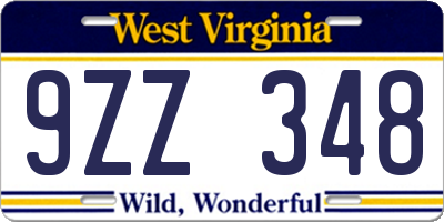 WV license plate 9ZZ348
