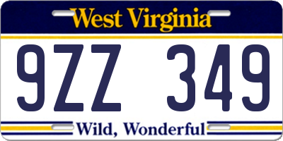 WV license plate 9ZZ349