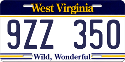 WV license plate 9ZZ350