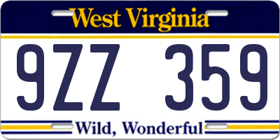 WV license plate 9ZZ359
