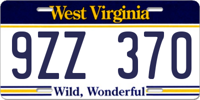 WV license plate 9ZZ370