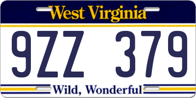 WV license plate 9ZZ379