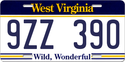 WV license plate 9ZZ390
