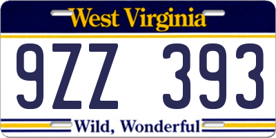 WV license plate 9ZZ393
