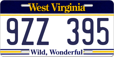 WV license plate 9ZZ395