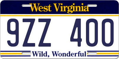 WV license plate 9ZZ400
