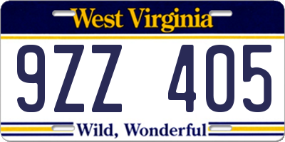 WV license plate 9ZZ405