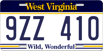 WV license plate 9ZZ410