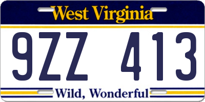 WV license plate 9ZZ413