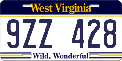 WV license plate 9ZZ428