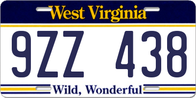 WV license plate 9ZZ438