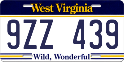 WV license plate 9ZZ439