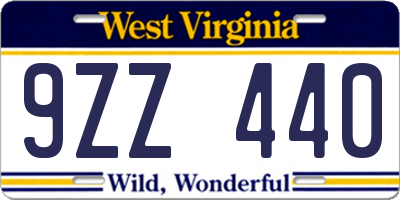 WV license plate 9ZZ440