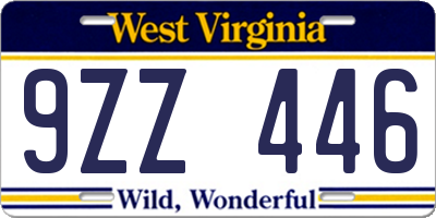 WV license plate 9ZZ446