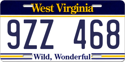 WV license plate 9ZZ468
