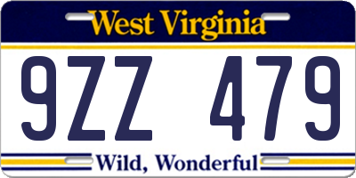 WV license plate 9ZZ479