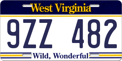WV license plate 9ZZ482