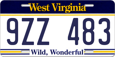 WV license plate 9ZZ483