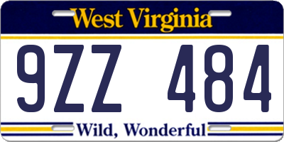 WV license plate 9ZZ484