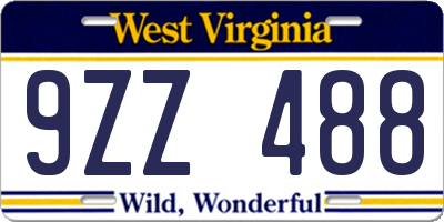 WV license plate 9ZZ488