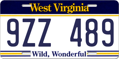 WV license plate 9ZZ489