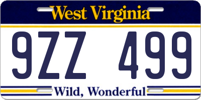 WV license plate 9ZZ499
