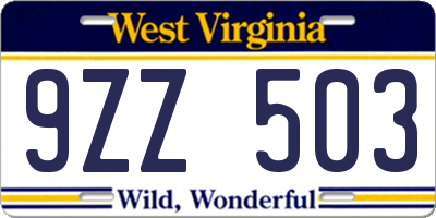 WV license plate 9ZZ503