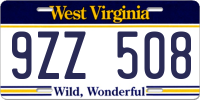 WV license plate 9ZZ508