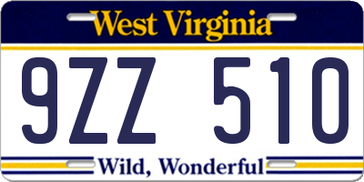 WV license plate 9ZZ510