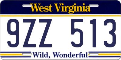 WV license plate 9ZZ513