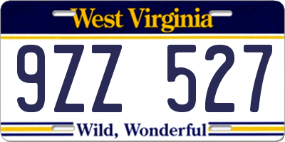WV license plate 9ZZ527