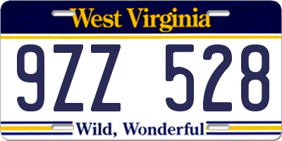 WV license plate 9ZZ528