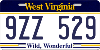 WV license plate 9ZZ529