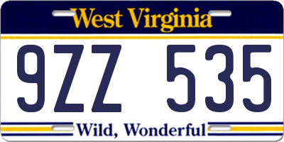 WV license plate 9ZZ535