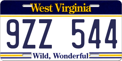 WV license plate 9ZZ544