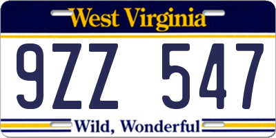 WV license plate 9ZZ547