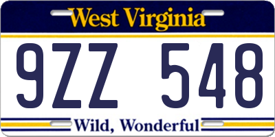 WV license plate 9ZZ548