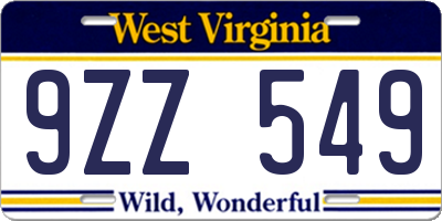 WV license plate 9ZZ549