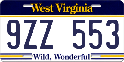 WV license plate 9ZZ553