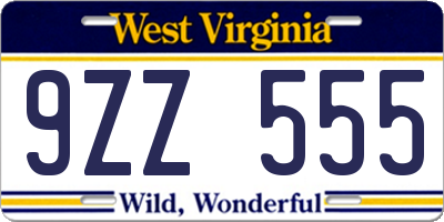 WV license plate 9ZZ555