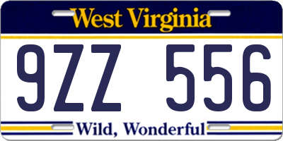 WV license plate 9ZZ556