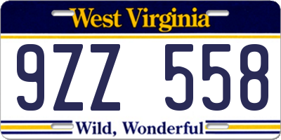 WV license plate 9ZZ558