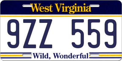 WV license plate 9ZZ559