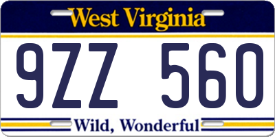 WV license plate 9ZZ560